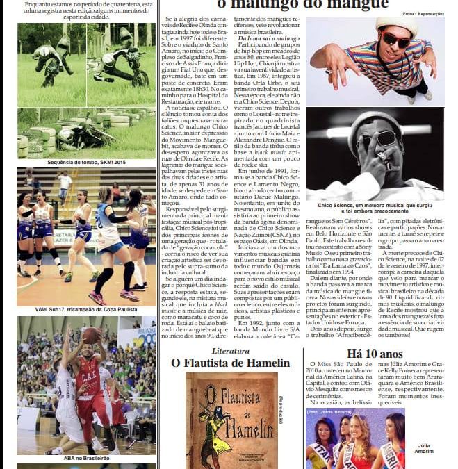 Pagina 6, Esporte, Cultura e Cia ,Folha da Cidade de Araraquara,16 de maio de 2020!