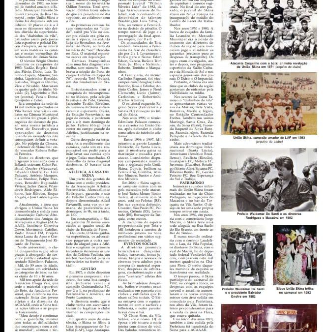 Página 7,50 anos do Uniao Skina,Folha da Cidade de Araraquara,Quarta feira 27/05/2020!