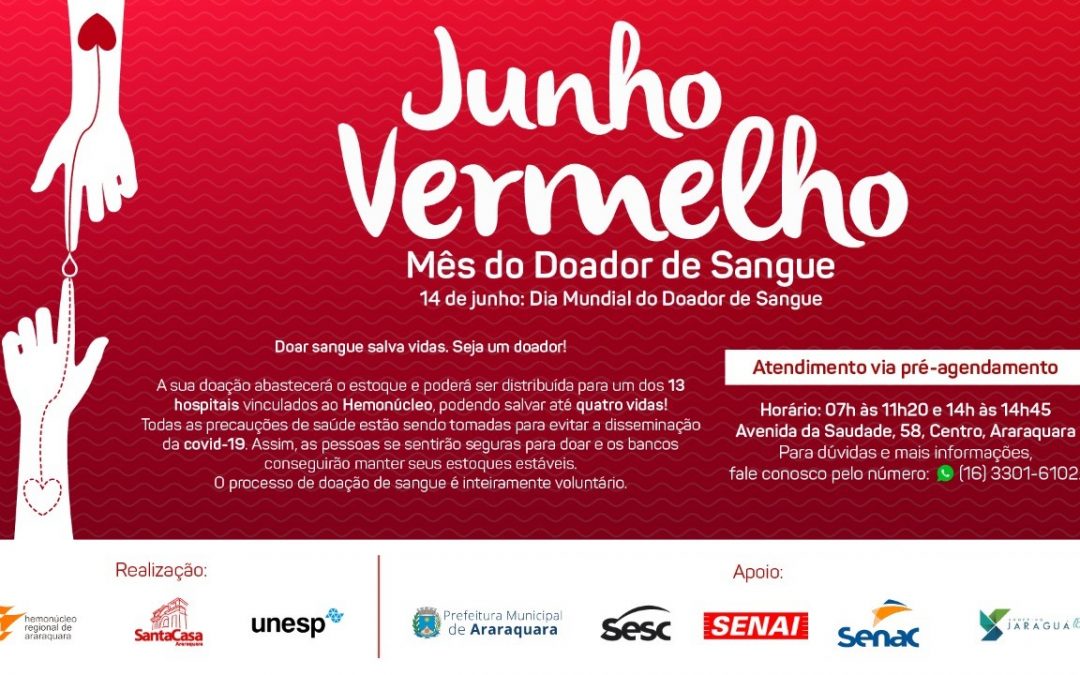 Junho Vermelho incentiva a doação de sangue em Araraquara/SP!Araraquara News!