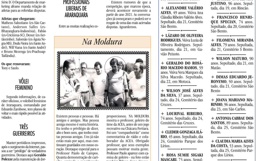 ESPORTES – JORNAL DE ARARAQUARA – 27/06/2020!