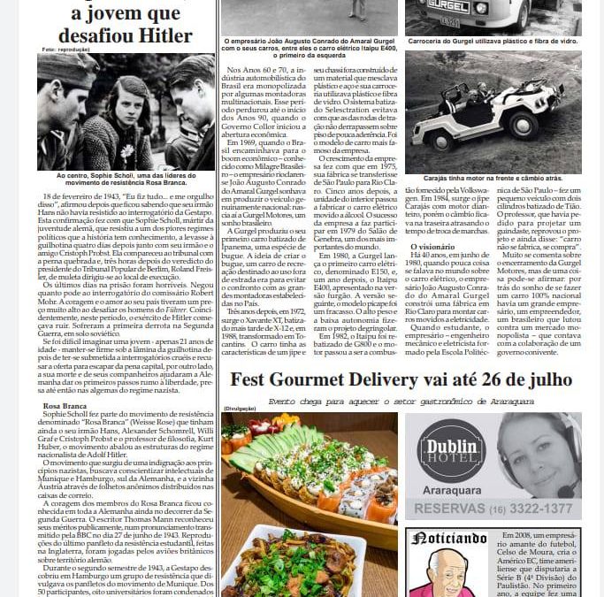 Esporte,Cultura e Cia de 14/07/2020 – Terça-feira na Folha da Cidade de Araraquara!