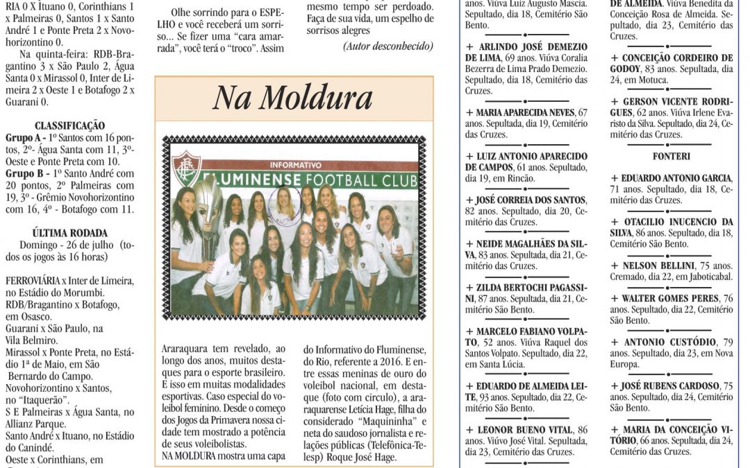 ESPORTES – JORNAL DE ARARAQUARA – 25/07/2020!