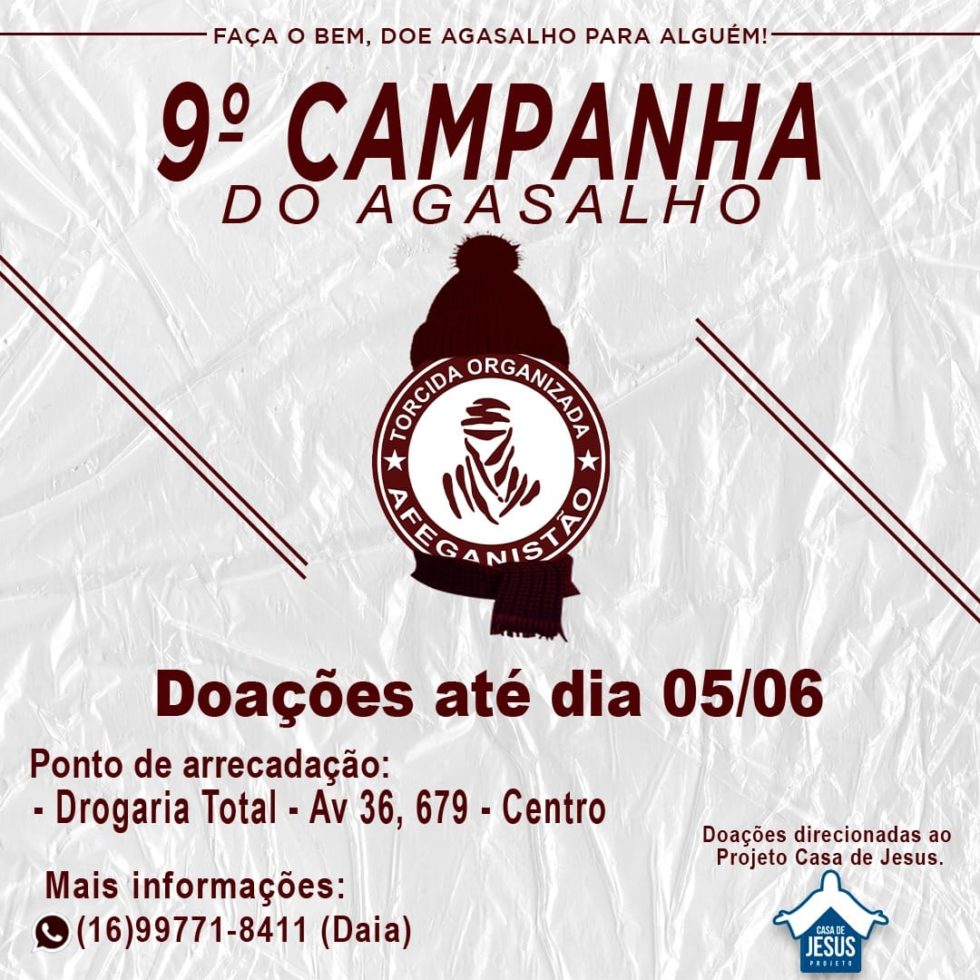 9° Campanha do Agasalho Torcida Organizada Afeganistão ...