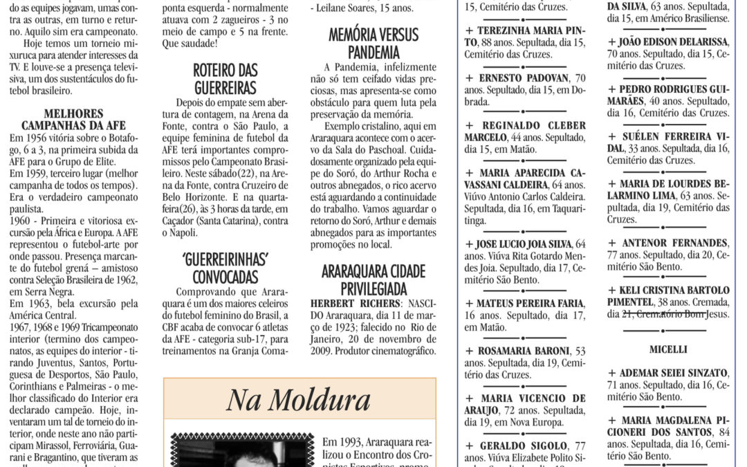 ESPORTES – JORNAL DE ARARAQUARA – 22/05/2021!