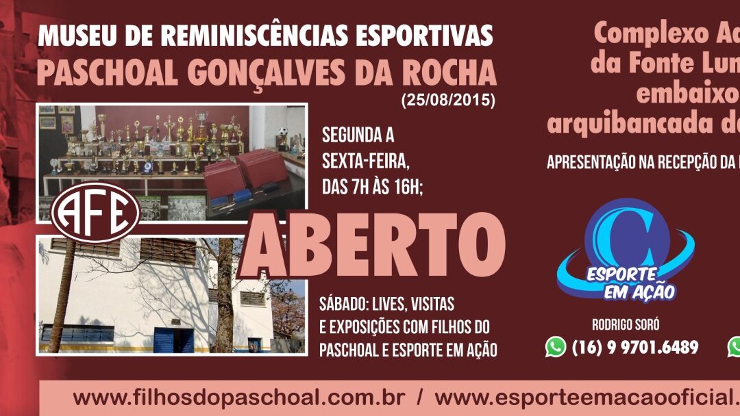 MUSEU DE REMINISCÊNCIAS ESPORTIVAS ESTÁ ABERTO A VISITAÇÕES PÚBLICAS…. VEJAM OS HORÁRIOS DE FUNCIONAMENTO E PRESTIGIEM ESSE GRANDE ACERVO DO ESPORTE AMADOR E DA FERROVIÁRIA….