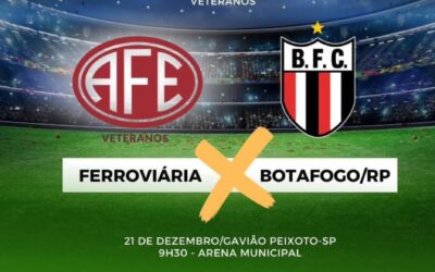 EM COMEMORAÇÃO AOS FESTEJOS PELO ANIVERSÁRIO DO MUNICÍPIO DE GAVIÃO PEIXOTO OS VETERANOS DA FERROVIÁRIA VENCERAM OS VETERANOS DO BOTAFOGO – TRADICIONAL CLÁSSICO BOTA-FERRO – EM JOGO REALIZADO NA ARENA MUNICIPAL DA CIDADE DE ASAS… 2 X 0 – 21/12/2025
